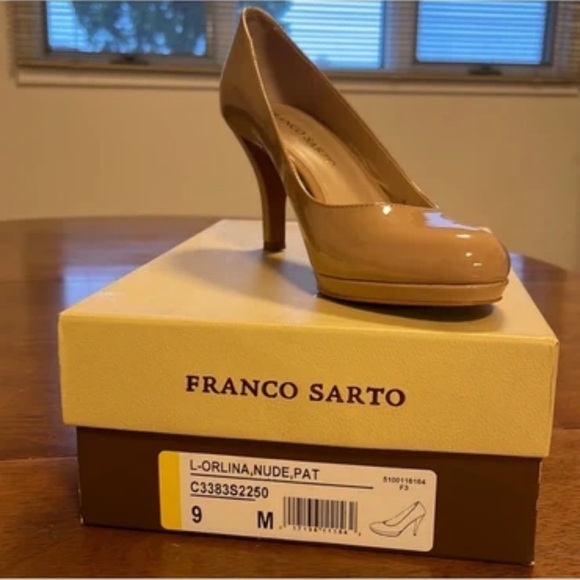 Franco Sarto Nude Patent Heels - Picture 1 of 2